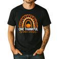 One Thankful Science Teacher Rainbow Boho Fall Thanksgiving Men's Casual T-Shirt Black One Thankful Science Teacher Rainbow Boho Fall Thanksgiving Men's Casual T-Shirt Black