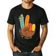 One Thankful Teacher Thanksgiving Turkey Peace Hand Sign Men's Casual T-Shirt Black One Thankful Teacher Thanksgiving Turkey Peace Hand Sign Men's Casual T-Shirt Black