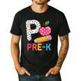 P Is For Pre K Teacher Student Pencil Apple Back To School Men's Casual T-Shirt Black