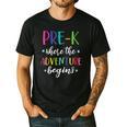 Pre-K Teacher Adventure Begins First Day Preschool Teachers Men's Casual T-Shirt Black Pre-K Teacher Adventure Begins First Day Preschool Teachers Men's Casual T-Shirt Black