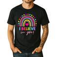 Rainbow I Believe In You Teacher Testing Day Men's Casual T-Shirt Black Rainbow I Believe In You Teacher Testing Day Men's Casual T-Shirt Black