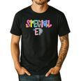 Retro Checkered Special Education Teacher Back To School Men's Casual T-Shirt Black
