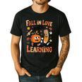 Retro Fall In Love With Learning Autumn Pumpkin Teacher Kids Men's Casual T-Shirt Black Retro Fall In Love With Learning Autumn Pumpkin Teacher Kids Men's Casual T-Shirt Black