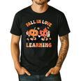 Retro Fall In Love With Learning Autumn Pumpkin Teacher Men's Casual T-Shirt Black