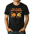 Retro Fall In Love With Learning Autumn Pumpkin Teacher Men's Casual T-Shirt Black