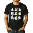 Retro Halloween Science Teacher Ghost Laboratory Teacher Men's Casual T-Shirt Black
