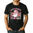 Santa's Favorite Teacher Groovy Christmas Teacher Boys Girls Men's Casual T-Shirt Black