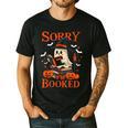 Sorry I'm Booked Ghost Reading Book Lover Teacher Halloween Men's Casual T-Shirt Black