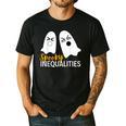 Spooky Ghost Inequalities Halloween Math Teacher Men's Casual T-Shirt Black