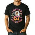 I Survived 67 Days Of School Groovy Retro Teachers Girls Men's Casual T-Shirt Black