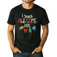 I Teach Awesome Kids Shirt Autism Special Education Teacher Men's Casual T-Shirt Black