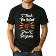 I Teach The Cutest Pre-K Pilgrims Thanksgiving Teacher Item Men's Casual T-Shirt Black
