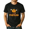 I Teach The Cutest Pumpkins In The Patch Groovy Teacher Fall Men's Casual T-Shirt Black