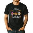 I Teach The Cutest Turkeys School Teachers Thanksgiving Men's Casual T-Shirt Black