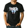 Teach Teacher Coquette Bow Pencil Back To School First Day Men's Casual T-Shirt Black