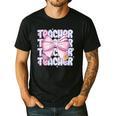 Teacher Bow Pencil Flowers Teacher Back To School Men's Casual T-Shirt Black