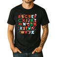 Teacher Christmas Alphabet Back To School Holiday Learning Men's Casual T-Shirt Black Teacher Christmas Alphabet Back To School Holiday Learning Men's Casual T-Shirt Black