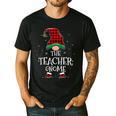 Teacher Gnome Xmas Family Matching Plaid Christmas Gnomes Men's Casual T-Shirt Black