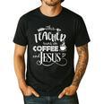 This Teacher Runs On Coffee And Jesus T Shirt Christian Tees Men's Casual T-Shirt Black