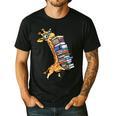 Teacher Shirt Giraffe Holding Books Bookworm Librarian Men's Casual T-Shirt Black Teacher Shirt Giraffe Holding Books Bookworm Librarian Men's Casual T-Shirt Black