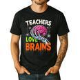 Teachers Love Brains Halloween 2025 Skeleton Costume Men's Casual T-Shirt Black
