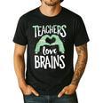 Teachers Love Brains Halloween Costume Trick Treat Zombie Men's Casual T-Shirt Black