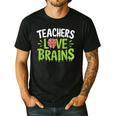 Teachers Love Brains Halloween Teacher Zombie Men's Casual T-Shirt Black