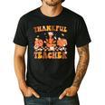 Thankful Teacher Retro Groovy Thanksgiving Fall Women Men Men's Casual T-Shirt Black