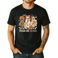 Trick Or Teach Groovy Teacher Halloween Floral Ghost Men's Casual T-Shirt Black