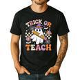 Trick Or Teach Groovy Teacher Halloween Retro Ghost Men's Casual T-Shirt Black Trick Or Teach Groovy Teacher Halloween Retro Ghost Men's Casual T-Shirt Black