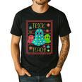 Trick Or Teach Neon Ghost Flower Teacher Spooky Halloween Men's Casual T-Shirt Black