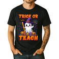 Trick Or Teach Teacher Halloween Ghost Pencil Floral Men's Casual T-Shirt Black Trick Or Teach Teacher Halloween Ghost Pencil Floral Men's Casual T-Shirt Black