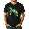 Turtle Puzzle Pieces For Autism Awareness Kids Women Teacher Men's Casual T-Shirt Black