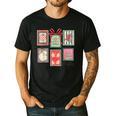 Vintage Preppy Very Merry Teacher Santa Stamps Christmas Men's Casual T-Shirt Black Vintage Preppy Very Merry Teacher Santa Stamps Christmas Men's Casual T-Shirt Black