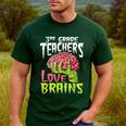 3rd Grade Teachers Love Brains Zombie Teacher Halloween Men's Casual T-Shirt Forest 3rd Grade Teachers Love Brains Zombie Teacher Halloween Men's Casual T-Shirt Forest