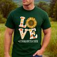 4th Grade Teacher Love Autumn Fall Sunflower Appreciation Men's Casual T-Shirt Forest 4th Grade Teacher Love Autumn Fall Sunflower Appreciation Men's Casual T-Shirt Forest