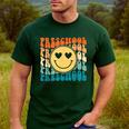 Back To School Groovy Smile Preschool Teachers Students Kids Men's Casual T-Shirt Forest