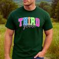 Back To School Neon Checkered Third Grade Colorful Teacher Men's Casual T-Shirt Forest Back To School Neon Checkered Third Grade Colorful Teacher Men's Casual T-Shirt Forest