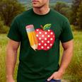 Back To School Pencil And Apple Teacher Student Men's Casual T-Shirt Forest