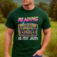 Back To School Retro Reading Is My Jam 80s Teacher Boombox Men's Casual T-Shirt Forest