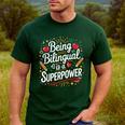 Being Bilingual Is A Superpower ESL Teacher School Men's Casual T-Shirt Forest
