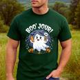 Boo Jour Ghost Halloween French Teacher Cute Coffe Croissant Men's Casual T-Shirt Forest
