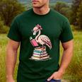 Book Lover Cute Flamingo Reading Teacher Librarian Women Men's Casual T-Shirt Forest