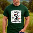 Cat It's Fine I'm Fine Everything Is Fine Teacher Life Men's Casual T-Shirt Forest