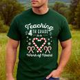 Christmas Candy Cane Work Of Heart Fourth 4th Grade Teacher Men's Casual T-Shirt Forest Christmas Candy Cane Work Of Heart Fourth 4th Grade Teacher Men's Casual T-Shirt Forest