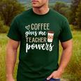 Coffee Gives Me Teacher Powers Teacher Men's Casual T-Shirt Forest