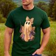 Coquette Music Note Patchwork Ghost Music Teacher Halloween Men's Casual T-Shirt Forest