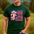 Created By God Called To Teacher Jesus Christian Teacher Men's Casual T-Shirt Forest Created By God Called To Teacher Jesus Christian Teacher Men's Casual T-Shirt Forest