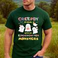 Creepin It Real With Kindergarten Monsters Halloween Teacher Men's Casual T-Shirt Forest