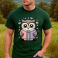Cute Reading Owl Book Lover Teacher Librarian Bookworm Men's Casual T-Shirt Forest